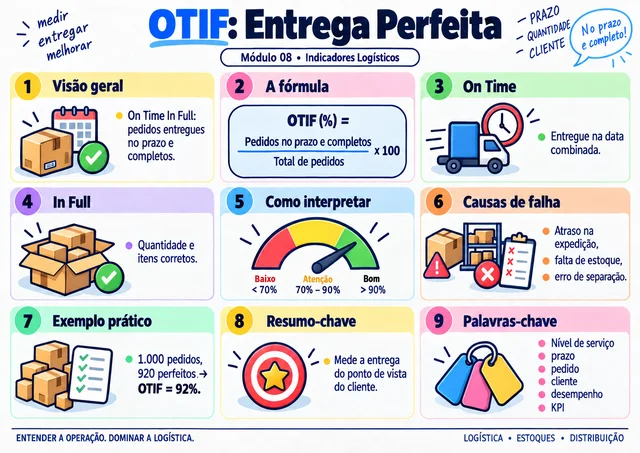 Exemplo de mapa visual de logística: OTIF: Entrega Perfeita