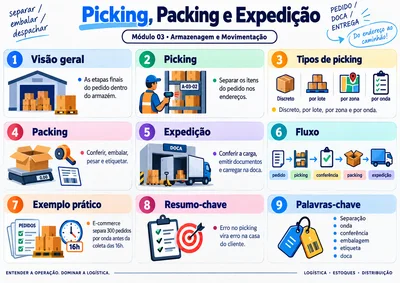 Mapa visual de logística: Picking, Packing e Expedição